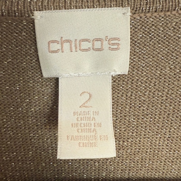 CHICO’S Open Front Cardigan Tan/Gold - Size 2 Large - Picture 5 of 7